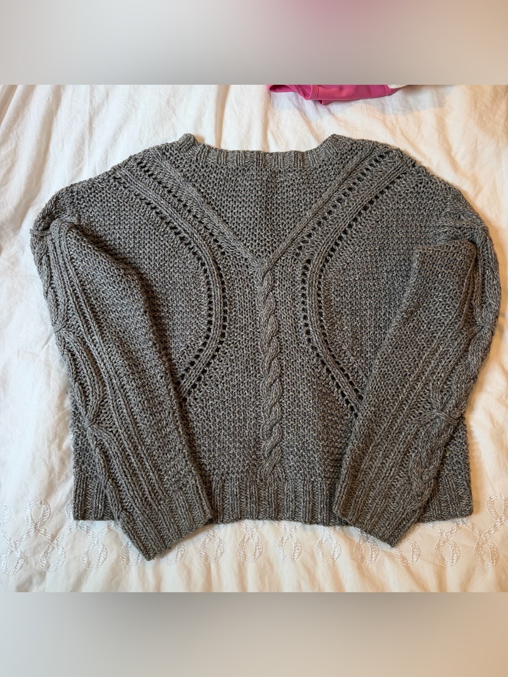 Vince Gray Cable Knit Crewneck Sweater - Picture 2 of 3